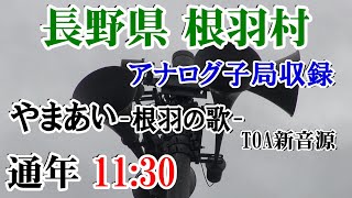 🈞長野県 下伊那郡 根羽村 防災無線【アナログ】 11：30 やまあい（TOA新音源） [upl. by Irtimid888]