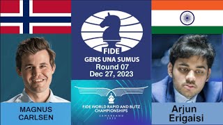 FIDE World Rapid Chess Championship 2023  Magnus Carlsen Vs Arjun Erigaisi [upl. by Pavier]