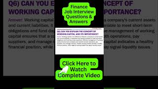 Working Capital  Finance Interview Questions and Answers [upl. by Eelrahc]