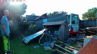 How to demolish a concrete garage with a mini digger [upl. by Erlene]