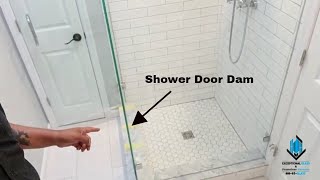 Showerhead points at the door No no Frameless Corner Shower frameless showerdoor [upl. by Erdnuaed]