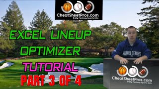 DFS Lineup Optimizer in EXCEL Tutorial  part 3 [upl. by Evalyn]