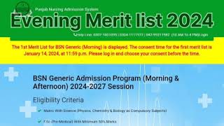 BsN admissions 2024  Evening merit list of 44 nursing colleges [upl. by Ramyar]