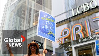 LCBO workers rally on day 2 of strike thats shuttered liquor stores [upl. by Connie]