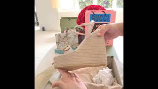 Gucci Leather Platform Espadrille Unboxing Video [upl. by Kcirtemed304]