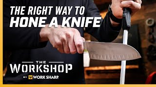 How to Hone Kitchen Knives  How to use a Honing Steel or Ceramic Honing Rod [upl. by Ayrotal787]