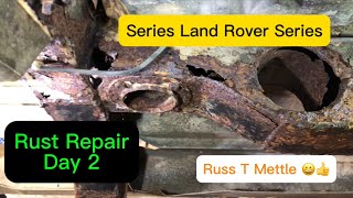 Series Land Rover Series Front End Chassis Repairs  Day 2 [upl. by Shaw]