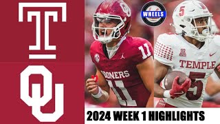 16 Oklahoma vs Temple  College Football Week 1  2024 College Football Highlights [upl. by Darach]