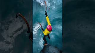 Climbing in ice wall destinationcanadatvshow travel destinationcanada mountains climbing [upl. by Brenna292]