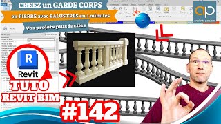 Garde corps REVIT  Balustre en Pierre Easy  tuto REVIT en Français GRATUIT [upl. by Tillinger365]