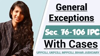 Section 76 to 106 of IPC with cases  General Exceptions in IPC with cases [upl. by Almire]