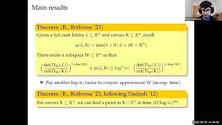 Victor Reis quotThe Subspace Flatness Conjecture and Faster Integer Programmingquot [upl. by Leunammi]