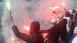 VSKSkövde AIK Dubbla bränningar och Tifo i sista matchen för våren [upl. by Calen]