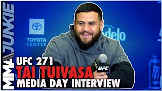 Tai Tuivasa keen to drink beer out of Derrick Lewis cup 🤣  UFC271 media day [upl. by Nirrek]