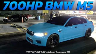 700hp BMW M5 vs Corvette C8 Drag Racing  Island Dragway [upl. by Cannon]