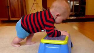 Montessori Infant Video Pulling up on a Stool [upl. by Roxana]