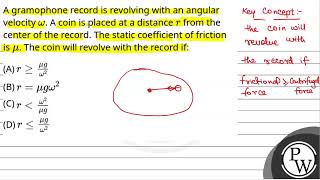 A gramophone record is revolving with an angular velocity amp969 A coin is placed at a distance [upl. by Ecad]