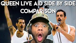 BOHEMIAN RHAPSODY MOVIE 2018 LIVE AID Side by Side w the QUEEN LIVE AID 1985 REACTION [upl. by Davis220]