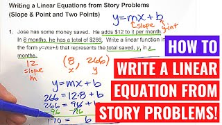 Writing Linear Equations from Story Problems Point amp Slope or Two Points [upl. by Giulia]