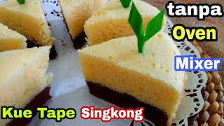 Cara Membuat bolu Tape Singkong Kukus Lapis Coklat 2 Telur Tanpa Mixer [upl. by Llenrup134]