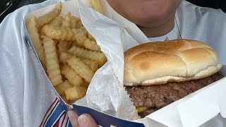 Guess where I’m at Guess what I’m eating eatingshow foodie dailyvlog mukbang Asmr burger [upl. by Ahsiekahs234]