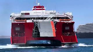 Fast Ferries “Thunder” Catamaran docking at Mykonos Harbor [upl. by Borgeson]