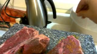 Raclette Cooking  TBone Steaks on the Granite cooktop [upl. by Eisiam]