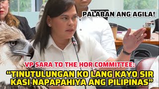 VP SARA TO COMMITTEE “TINUTULUNGAN KO LANG KAYO SIR KASI NAPAPAHIYA ANG PILIPINAS” [upl. by Duffie]