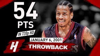 Allen Iverson NASTY Full Highlights vs Cavaliers 20010106  54 Points CRAZY Shooting HD [upl. by Susan635]