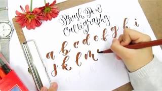 HOW TO Brush Pen Calligraphy az lowercase letters Tutorial [upl. by Rori]