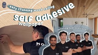 Installing Self Adhesive Wallpaper on Your Ceiling Yes We Can [upl. by Metabel188]