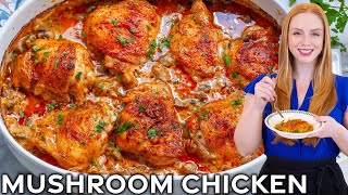 Easy Creamy Mushroom Chicken Recipe 5Star Chicken Dinner [upl. by Burnaby969]