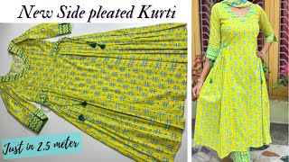 New Trendy Side Pleated Kurti Cutting and Stitching Kurti Design [upl. by Mercedes255]