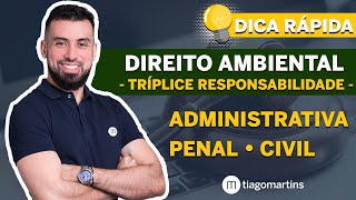 Direito Ambiental  Tríplice Responsabilidade Penal Administrativa e Civil DICA RÁPIDA [upl. by Veriee]