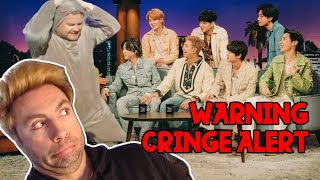 BTS meet James Corden  Late Late Show  TW Mild Cringe  REACTION [upl. by Colyer]