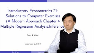 Solutions to Computer Exercises C1C6 A Modern Approach Chapter 4  Introductory Econometrics 21 [upl. by Nylesor]