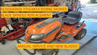 Husqvarna YTH24K54 Riding Mower  Deck Repair And Annual Service [upl. by Niletac]