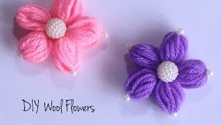 Wool Flower Making  How to make woolen flowers  DIY Wool Crafts [upl. by Bergstein890]