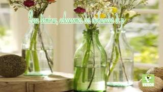 Tips Verdes Como hacer floreros con botellas y frascos de vidrio [upl. by Tomasina]