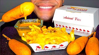 ASMR Corn Dogs Animal Style Fries with Cheese Sauce Mukbang Big Bites Jerry Eating Relaxing Tapping [upl. by Elocel]