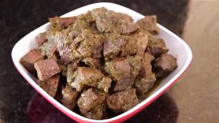 Mutton Liver Green Masala Fry  LCHF Indian Recipes [upl. by Peer]