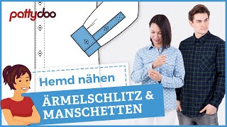 Anleitung Hemd nähen lernen  Teil 3 Ärmel mit Schlitz nähen Damen  Herrenvariante [upl. by Fallon]