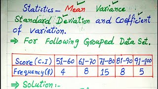 Statistics  Mean Standard Deviation Variance amp Coefficient of Variation for Grouped data  stat [upl. by Iggep]