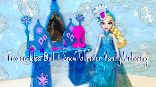 Disney Frozen Elsa Doll amp Snow Glimmer Vanity Unboxing [upl. by Baler643]