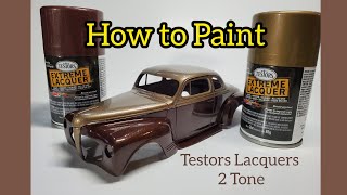 How to Paint a model car body with Testors Extreme Lacquers and 2 tone a body Repair and Polish [upl. by Aryas312]