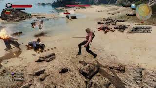 The Witcher 3 Deathmarch Ofieri Mage Beach Fight No DamageNo Quen Fresh Start Low Level [upl. by Ahsiekyt]