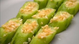 Steamed Chinese Okra Recipe  大蒜勝瓜  Sing Gua Recipe Steamed Luffa Gourd [upl. by Aviva]