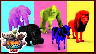 Gorilla Dinosaur Cow Mammoth Elephant Buffalo Guess the color song  Animal color song Ep6 [upl. by Patten]