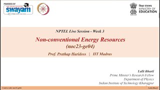 NonConventional Energy Resources  Week 3  NPTEL TA live session noc23ge0424 by Lalit Bharti [upl. by Nav]