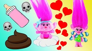 Mommy Trolls Poppy takes care of Baby Poppy amp Feed change her Diaper read amp get Toy Surprises [upl. by Burnie]